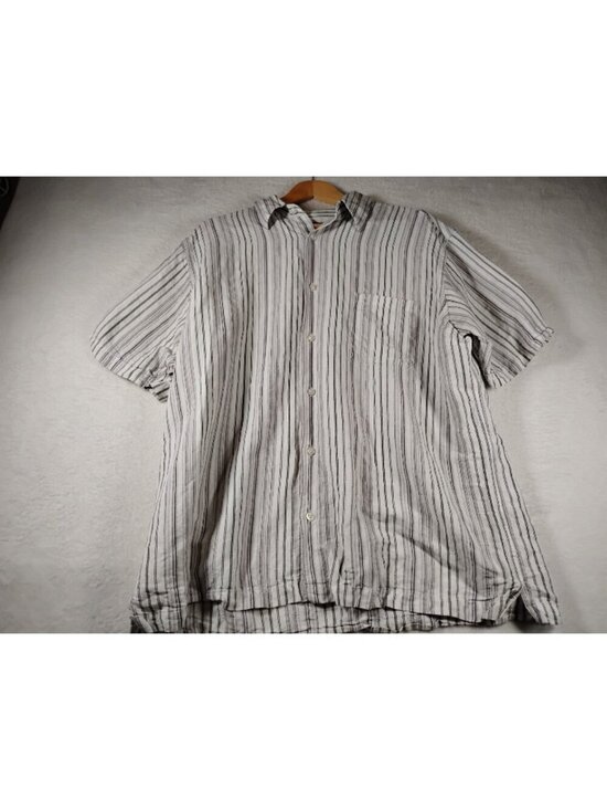 Alfani Other - Alfani Mens Linen Blend Button-Down Shirt Short Sleeve Striped Casual School XL